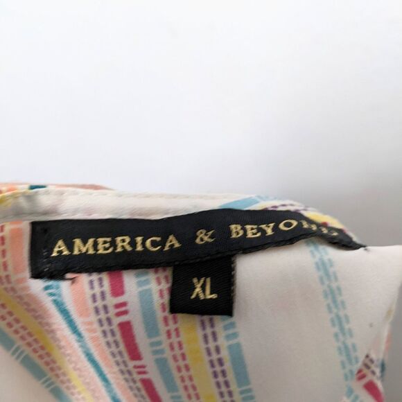 AMERICA & BEYOND Rainbow Stripe Wrap Pom Pom Maxi Dress XL - Picture 5 of 9